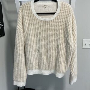 Madewell Cream Houndstooth Crew Neck Sweater